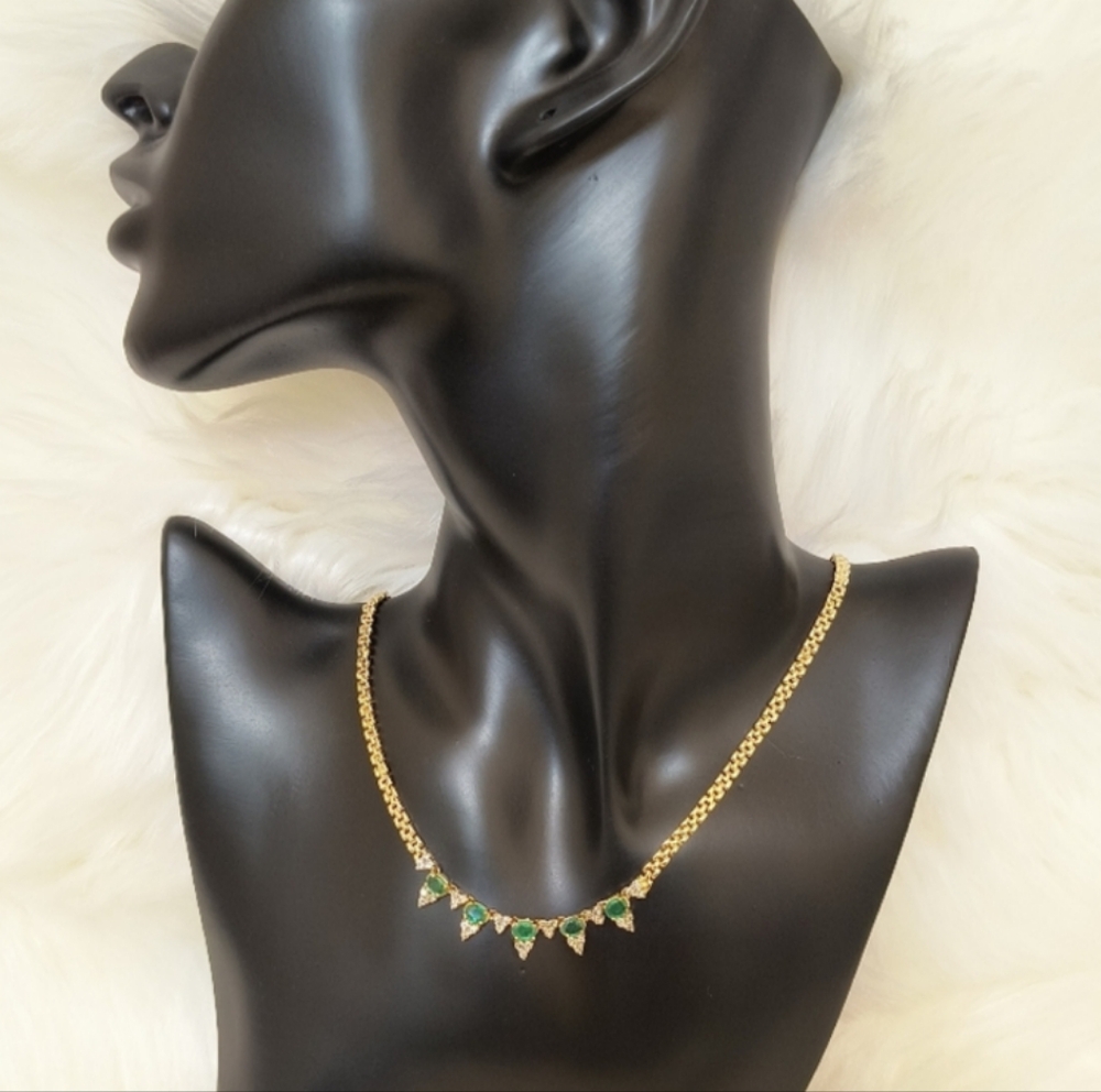 14k Diamond & Emerald Necklace